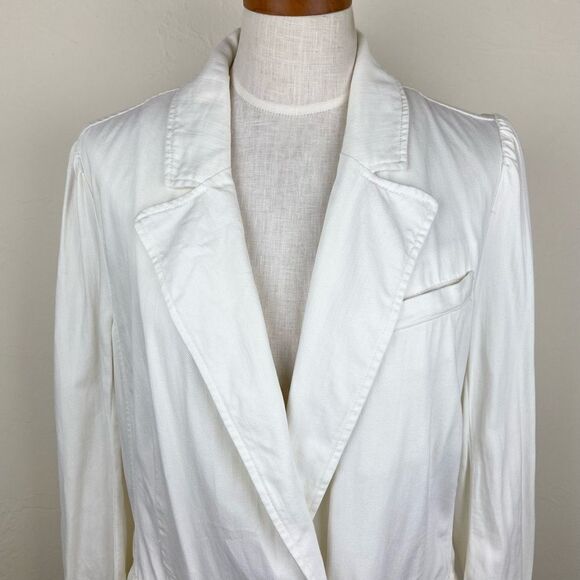 Free People Long Button-Front Collared Overcoat - White - Picture 3 of 6